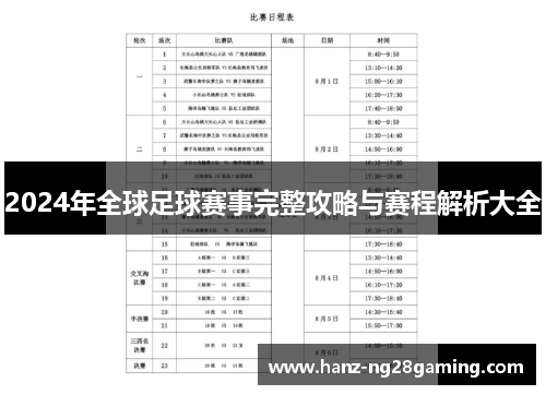 2024年全球足球赛事完整攻略与赛程解析大全